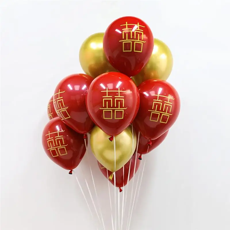 50 шт. 10 дюймов китайский Стиль Свадебные двойной гранат Happy слово латексные