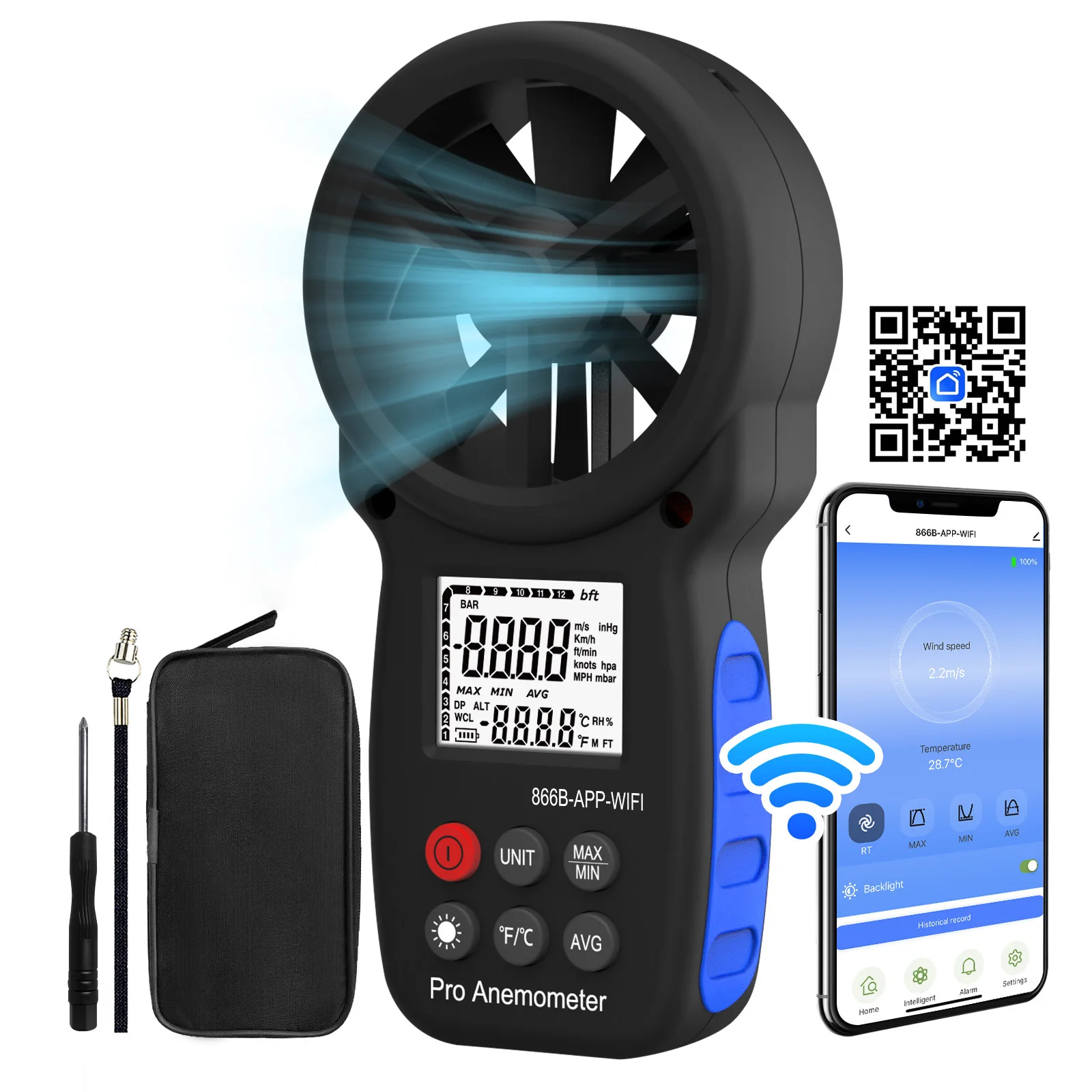 HoldPeak HP-866B-APP цифровой анемометр