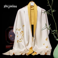 zhijinlou china wholesale embroidery 100 pure silk long satin scarf for women