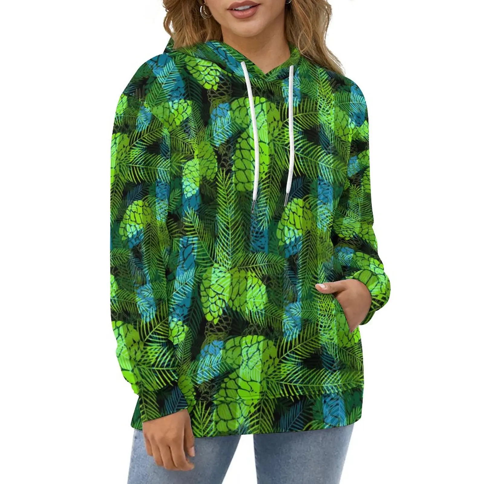 

Green Blue Pine Cones Casual Hoodies Winter Christmas Cool Hoodie Womens Long Sleeve Hip Hop Custom Loose Oversized Clothing