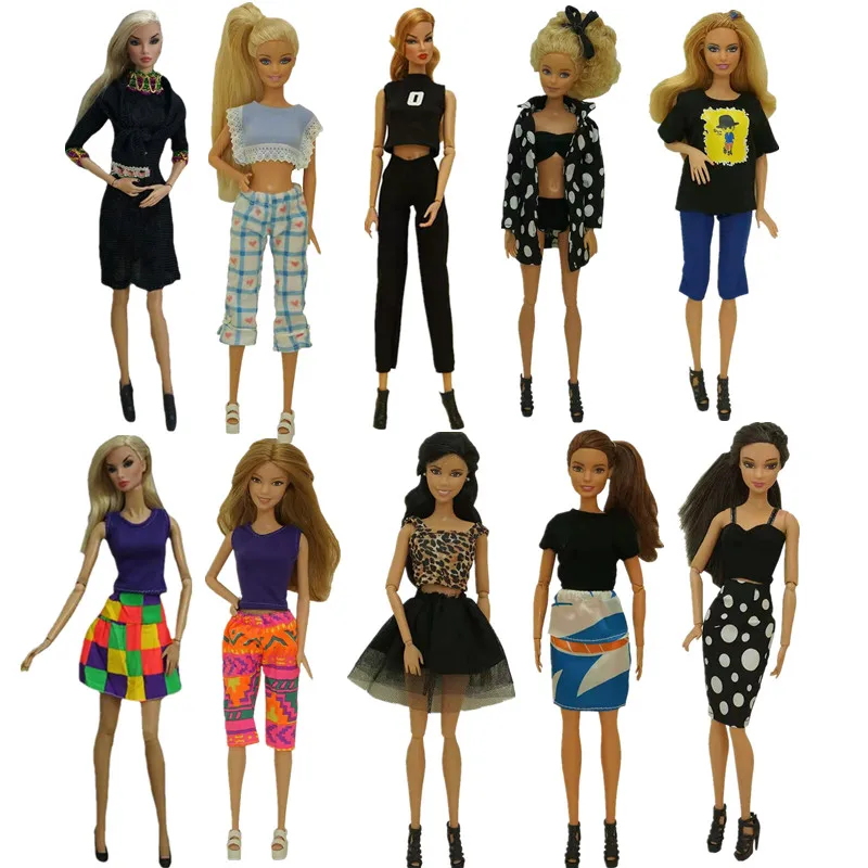 

Комплект одежды для куклы Барби, Одежда для куклы 11,5 дюйма, рубашка, кроп-топ, брюки, юбка, аксессуары для шарнирных кукол 1/6, Детская одежная ...