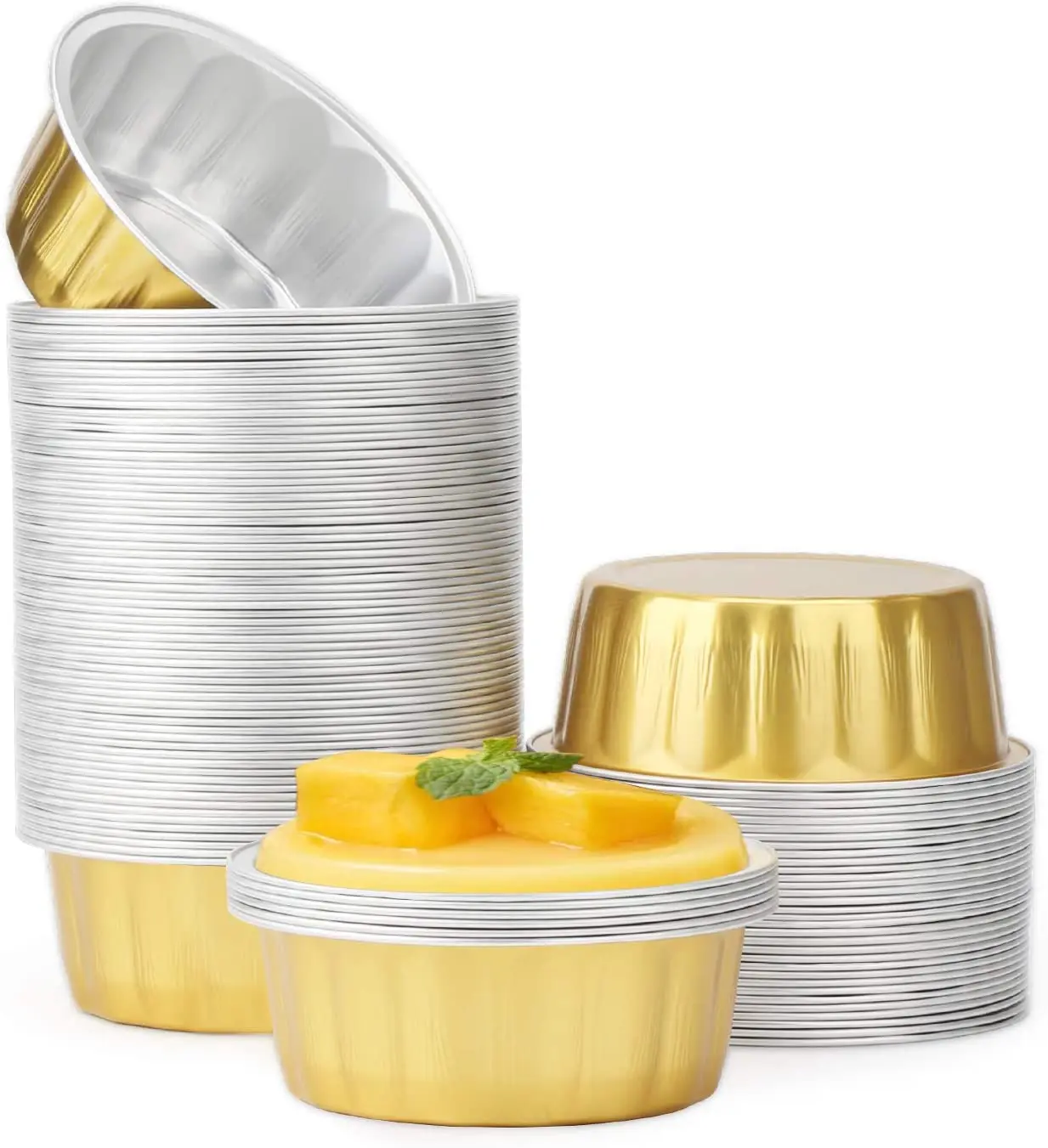 

aluminum ramekins 8 oz 100 pack disposable ramekins foil cups baking utility 3.9" rameki cup muffi cupcake aluminum baking cup