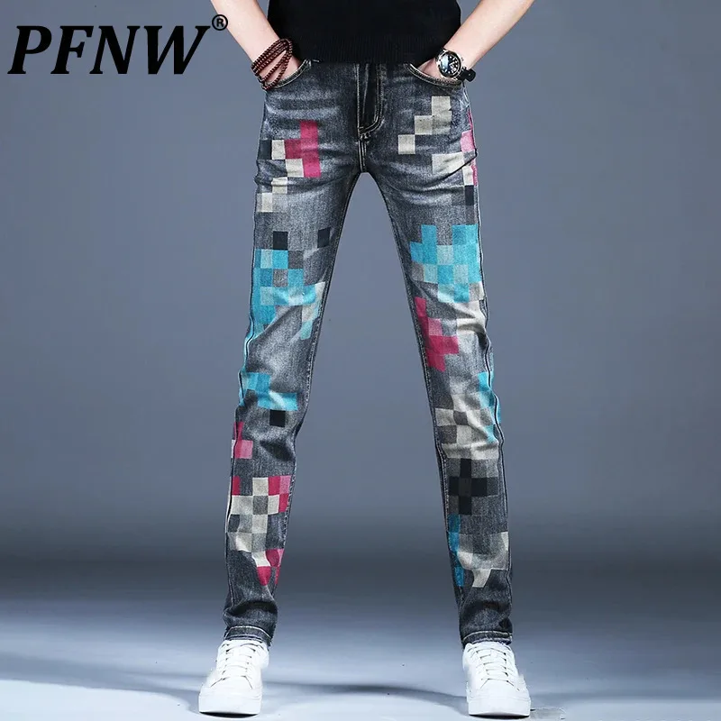 Новинка 2024 мужские джинсы PFNW с принтом красивые уличные брюки американская