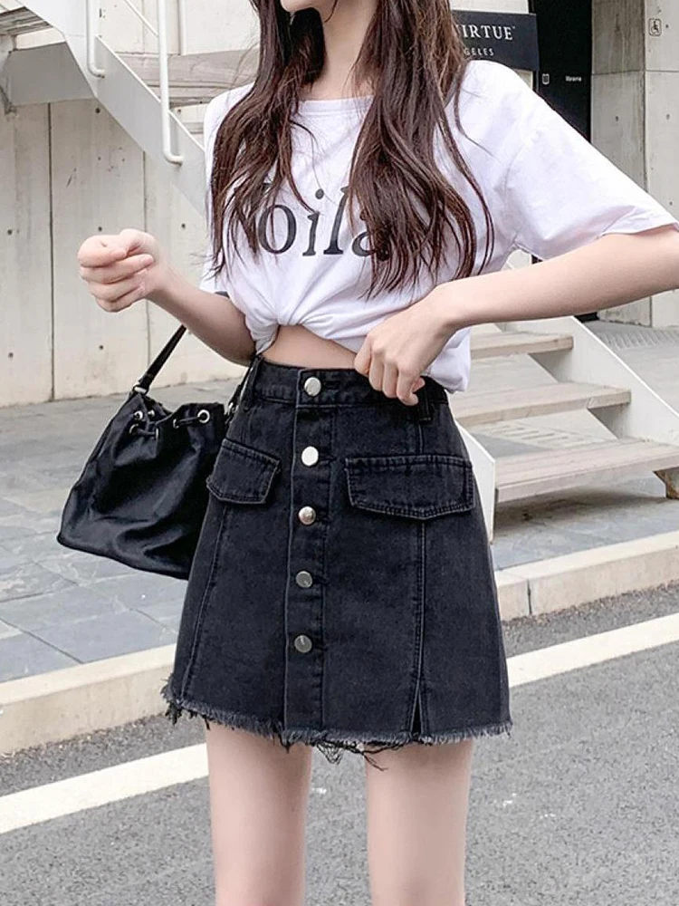 Summer Casual Women Empire Slim Single Breasted Denim Culottes Fashion Lady High Street Bodycon Denim Shorts