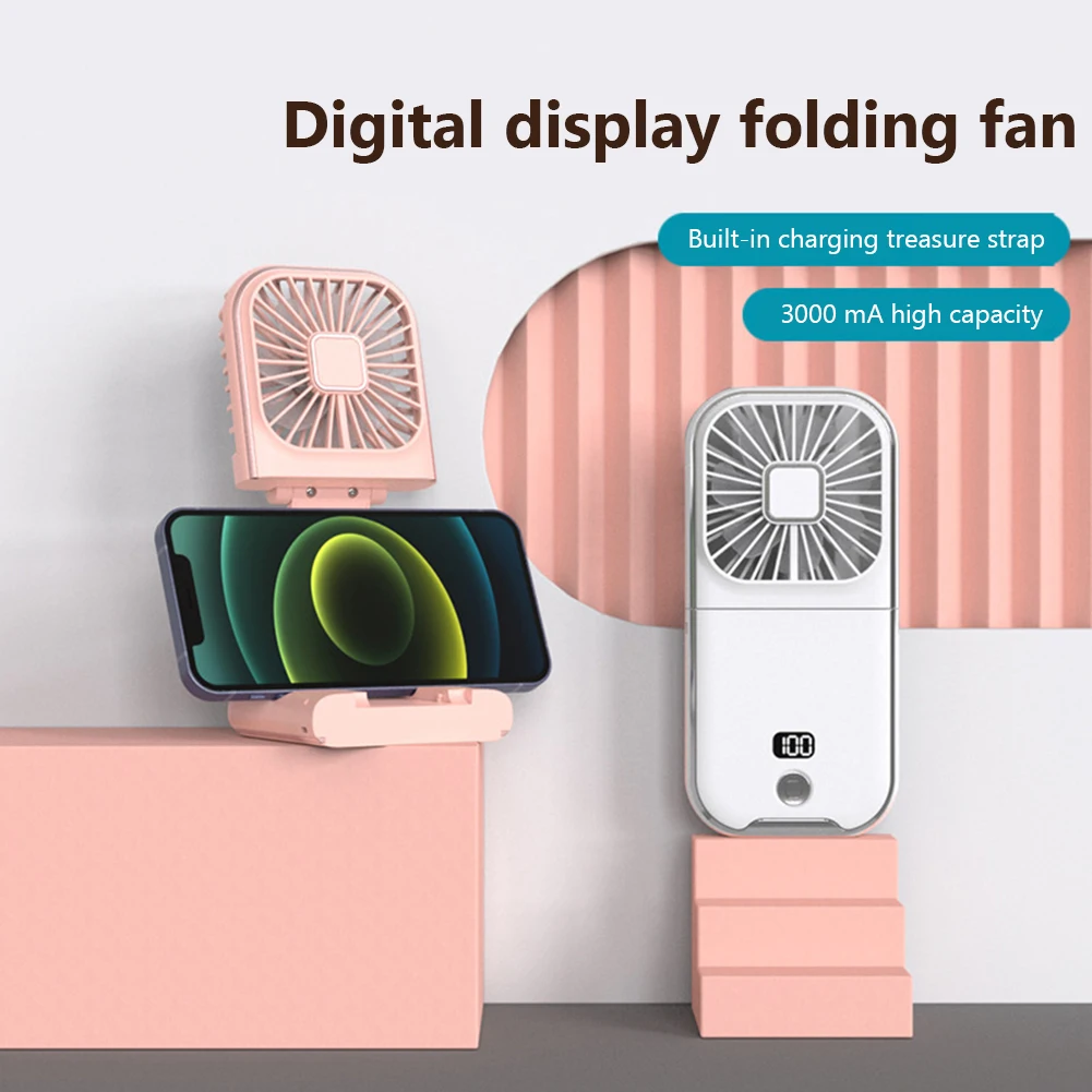

USB Hanging Neck Fans Mini Portable Folding Small Fan Mute Power Bank Portable Handheld Desktop Multi Function USB Charging Fans
