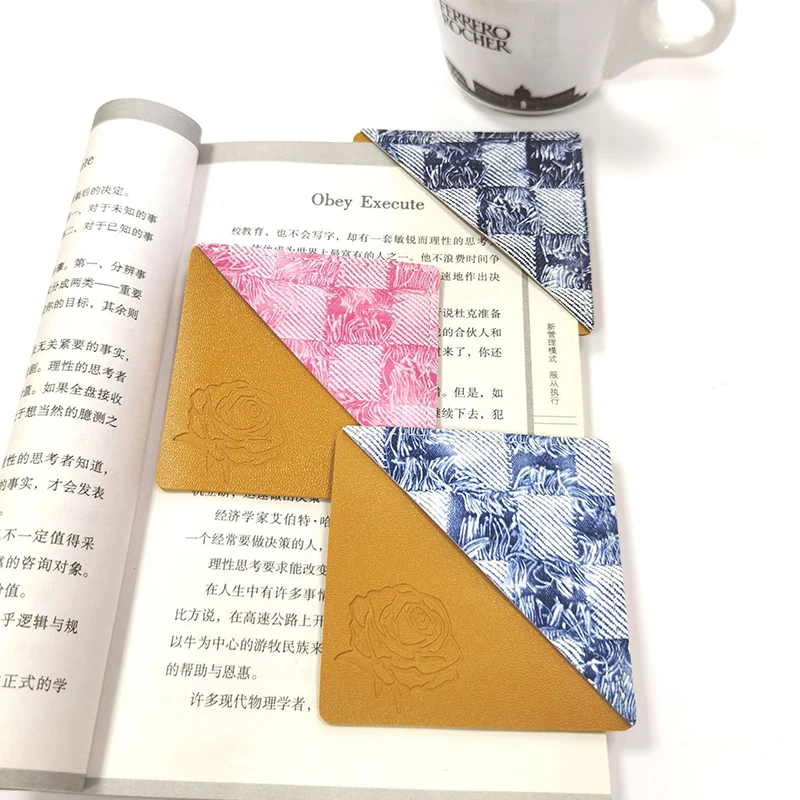 

Vintage Leather Square Corner Bookmarks Book Page Holder Corner Protector Student Stationery For Reading Lovers Gift