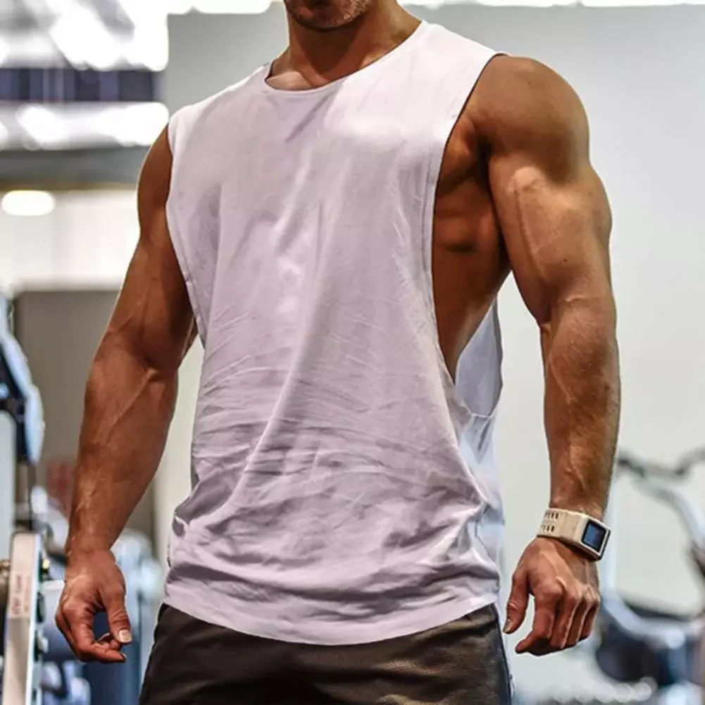 

NEW IN New Plain Tank Top Mannen Bodybuilding Singlet Sportscholen Stringer Mouwloze Shirt Blanco Kleding Sportwear Muscle Ves