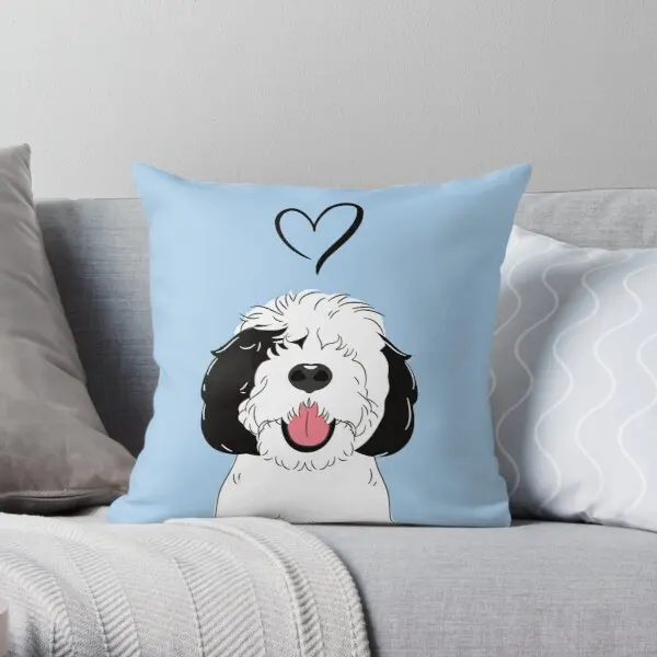 

Love Black And White Sheepadoodle Baby Printing Throw Pillow Cover Hotel Waist Square Case Comfort Wedding Pillows not include