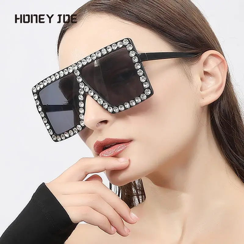 

Солнцезащитные очки женские с кристаллами, винтажные большие квадратные солнечные очки в стиле панк, для отдыха на открытом воздухе, пляжа, UV400