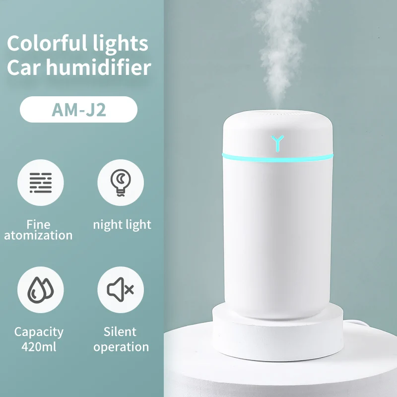 

Portable 420ml Air Humidifier Aroma Oil Humidificador for Home Car USB Cool Mist Sprayer with Colorful Soft Night Light Purifier