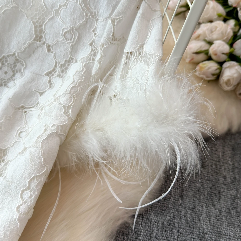 Женский летний комплект из 2 предметов топ с V-образным вырезом и рукавами-перьями