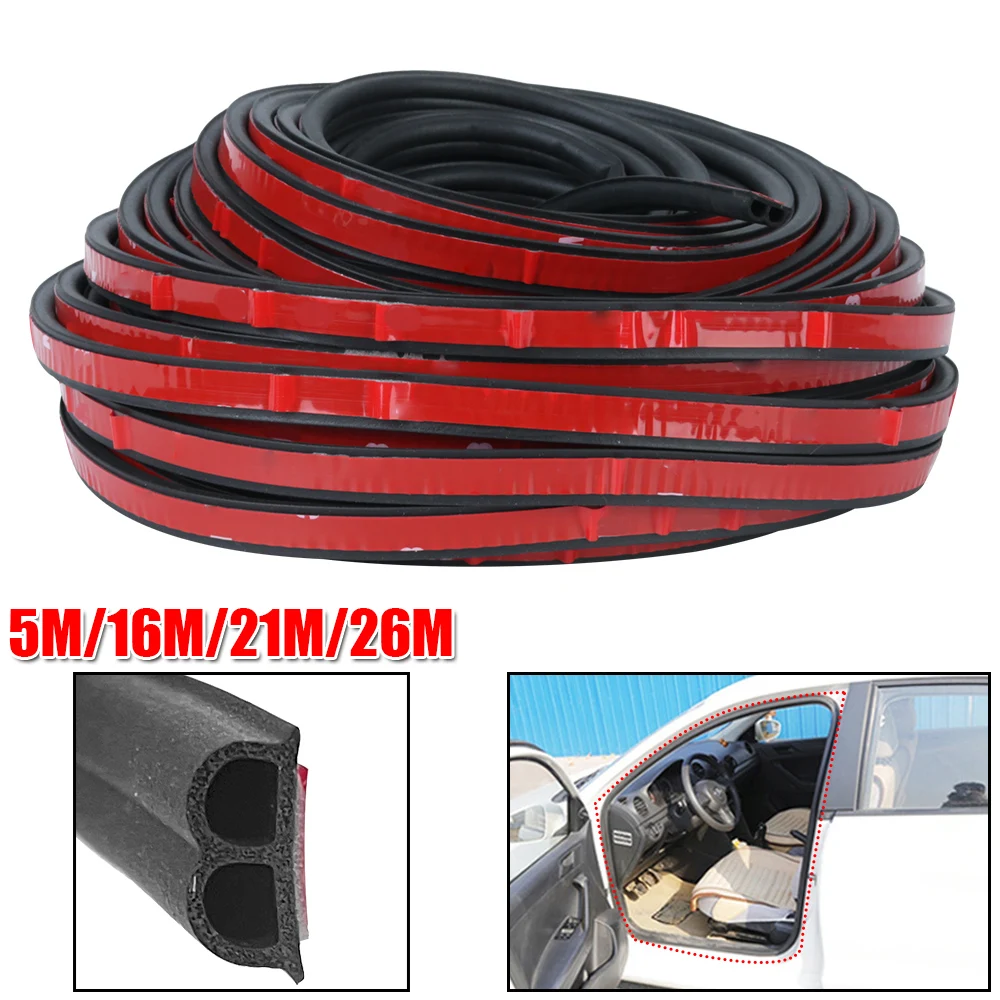 

B Shape Car Door Seal Strips Weatherstrip Rubber Seals Sticker Interior Accessories 5M/16M/21M/26M Sound Insulation Sealing