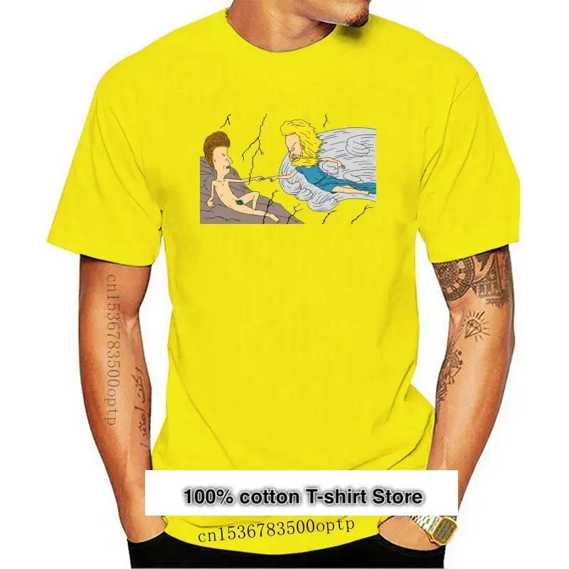

Camiseta blanca divertida de la creación de Adán, Parody Beavis y Butthead, con dedos extraíbles