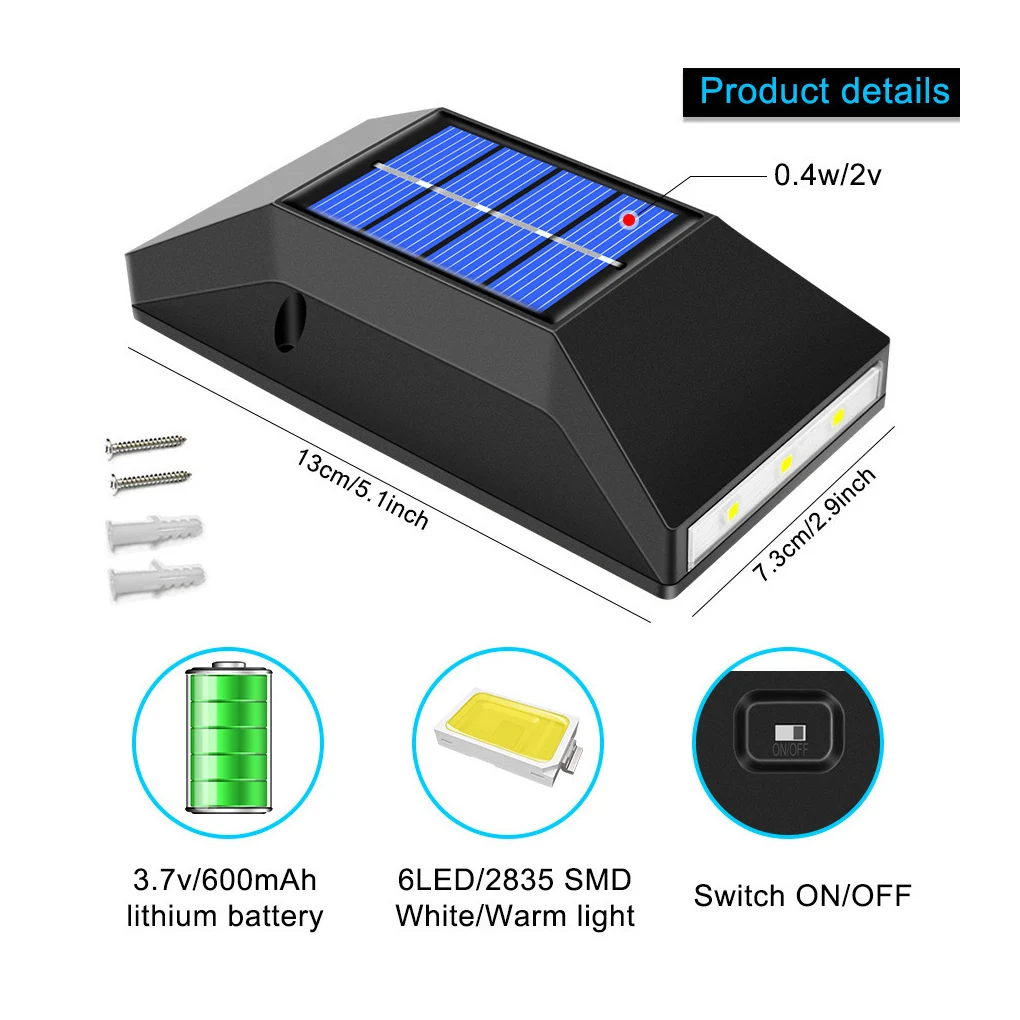 

2 шт., настенные светильники на солнечной батарее