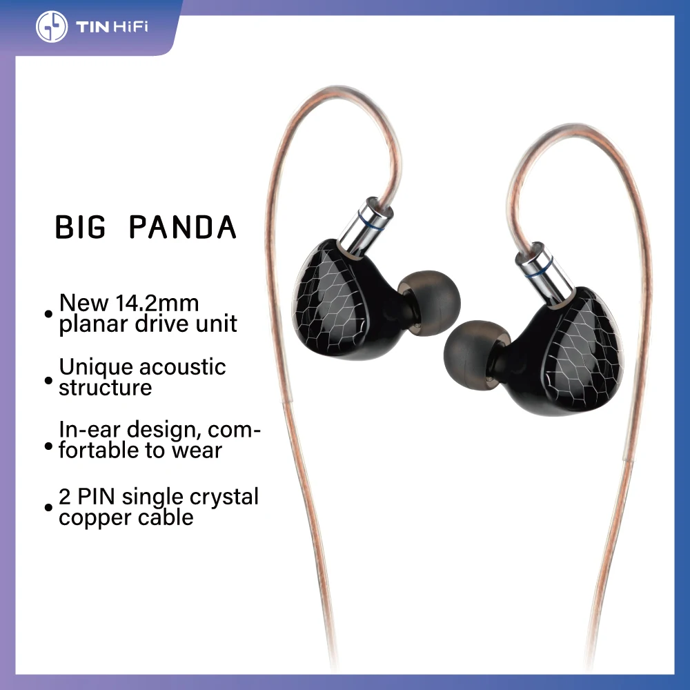 

TINHIFI P1 MAX Wired HiFi Best In-Ear IEMs Earphones BIG PANDA 14.2mm Planar-Diaphragm Driver Monitor with 2PIN Detachable Cable