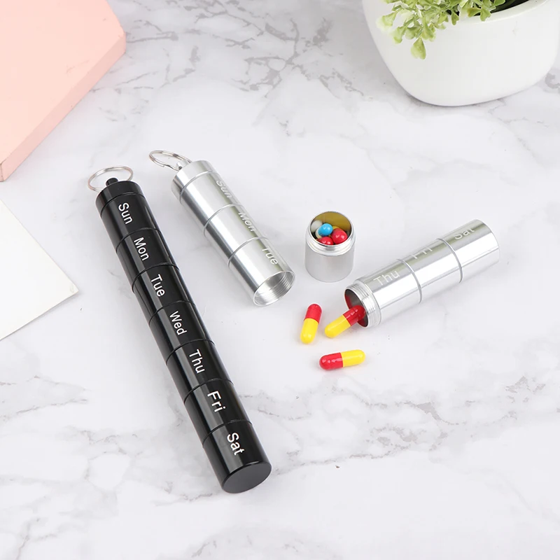 

Portable Waterproof 7 Days Weekly Pill Case 7Grids Metal Sealed Pill Box Medicine Tablet Dispenser Splitters Storage Container