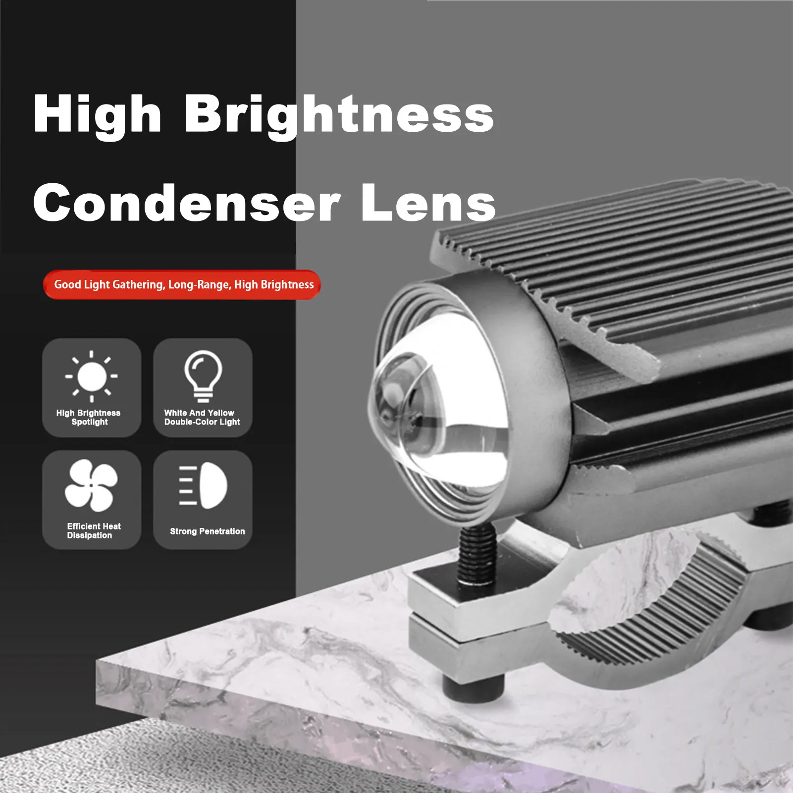 

Светильник дальнего света для мотоцикла, 12 В, водонепроницаемые светодиодные фары, противотуманные фары, 3600 лм, дополнительный прожектор дл...