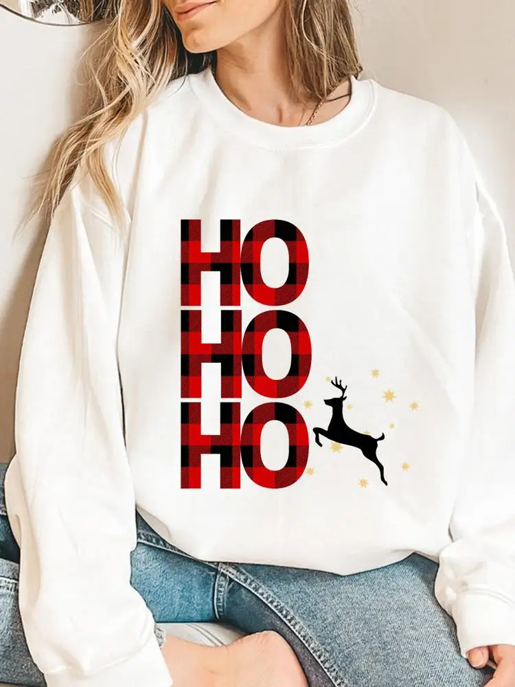 

Женские праздничные пуловеры с принтом, рождественские, новогодние, клетчатые, с надписью и оленем, трендовая модная одежда, графические свитшоты