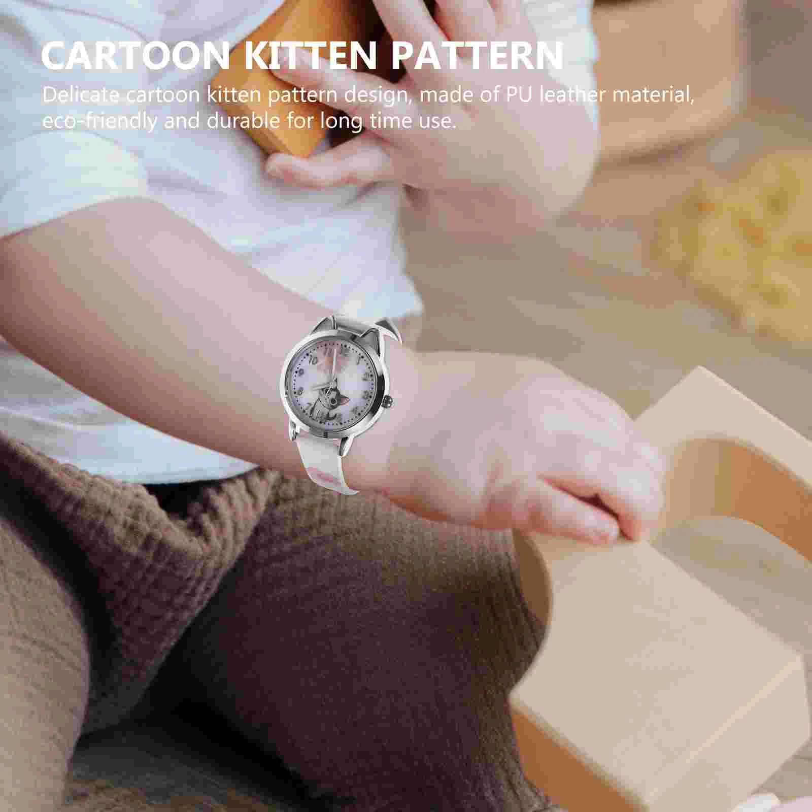 Спортивные часы Детские Котенок Дизайн Кварцевый ремешок из нержавеющей стали