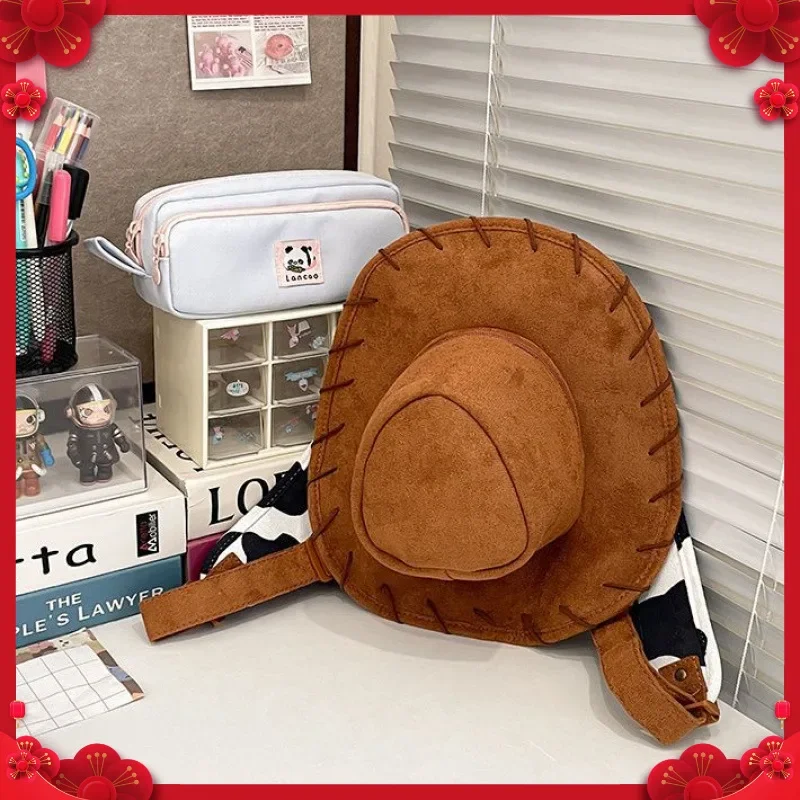 Disney Toy Story Woody Cowboy Hat Backpacks Cartoon Peripheral Storage Bag Fashion Crossbody Large Capacity Chest Bags Gifts