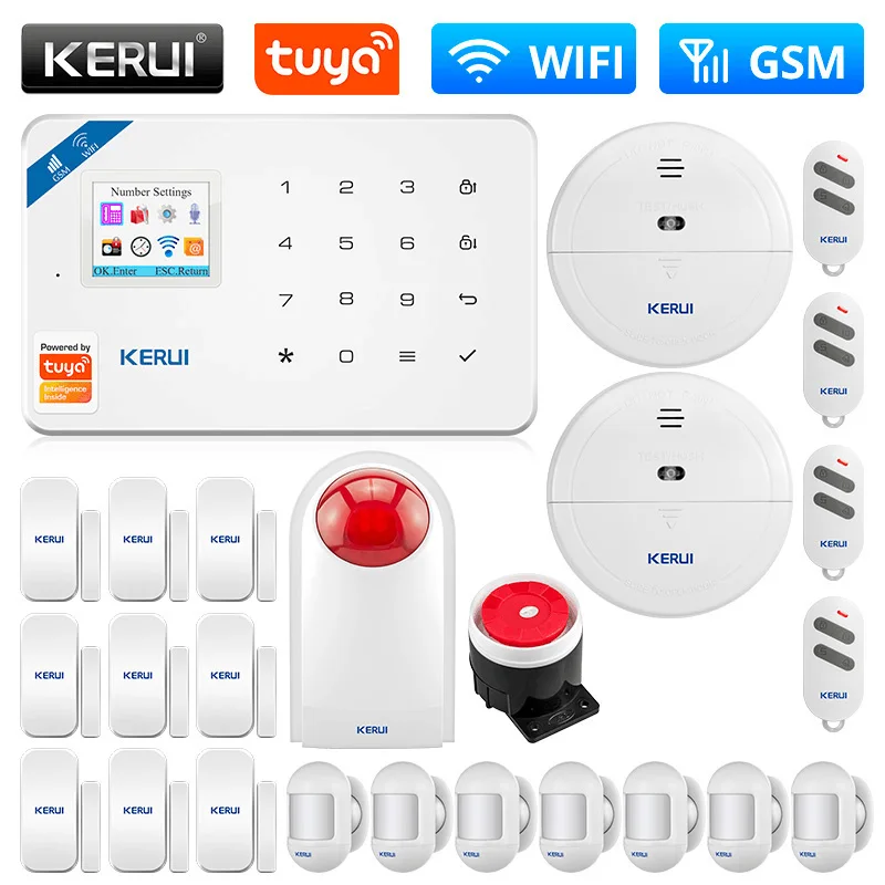 

KERUI W181 Alarm System for Home Tuya Smart House WIFI GSM Alarm Support Alexa Motion Sensor Detector Door Sensor Sounder Siren