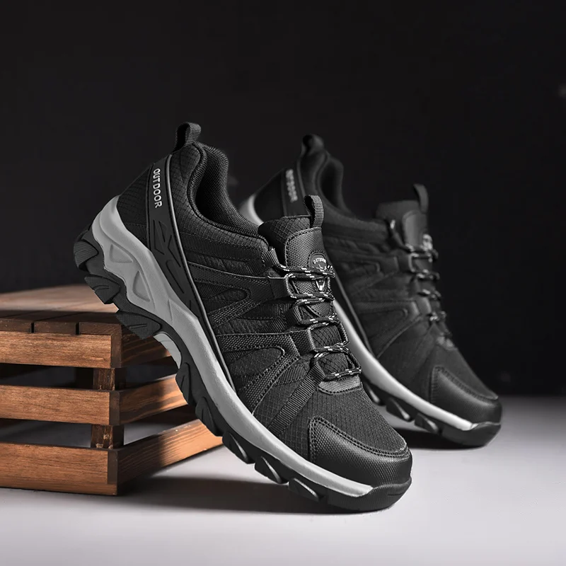 HIKEUP Men's Hiking Shoes Durable Walking Sports Shoes Outdoor Trekking Sneakers for Men Fishing Camping Jogging Footwear