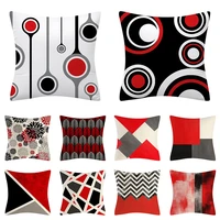 black red geometric pattern 4545cm polyester cushion cover car home decoration sofa throw pillow decorative pillowcase