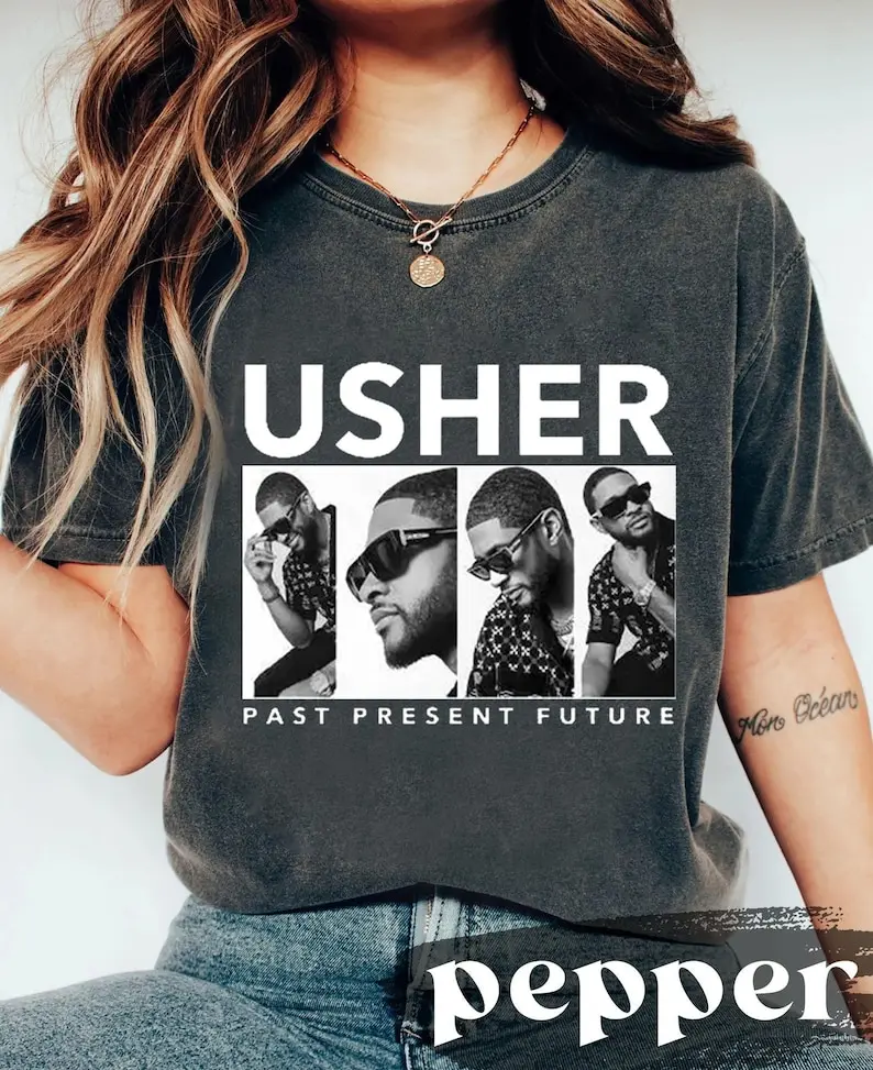Рубашка UsherTour рубашка прошлого настоящего будущего Tour подарок концерту Usher Fan Merch