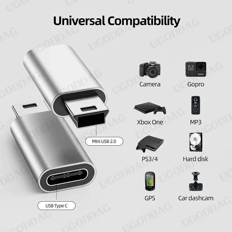 Фото Адаптер Mini USB-Type C Мужской разъем Mini USB-Female USB C для передачи данных для Gopro Hero Gamera GPS-приемник Концентраторы №2