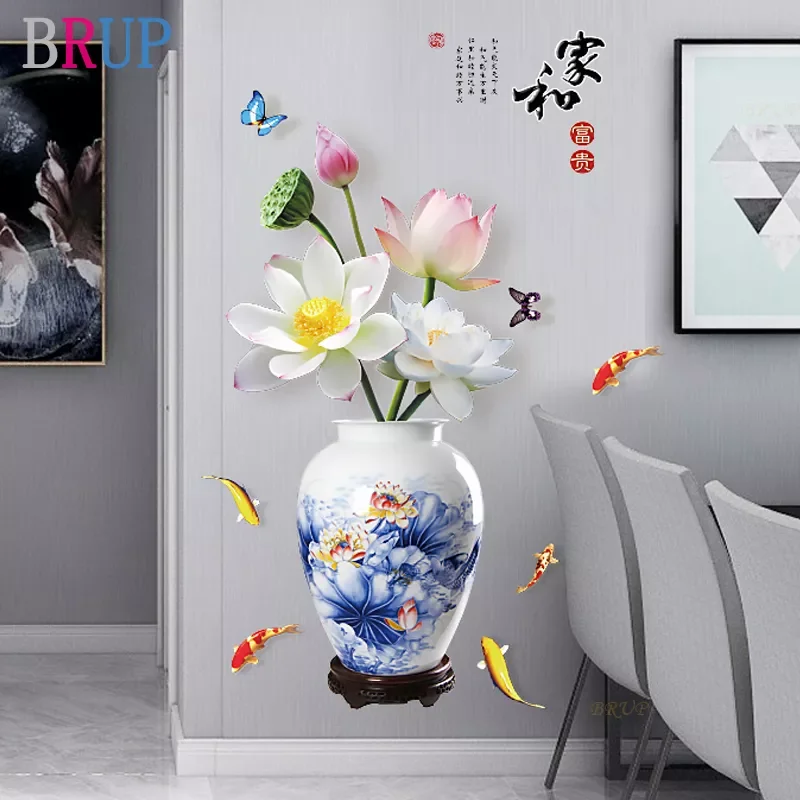 

13 Kinds Chinese Style Vase Wall Stickers Fashion Flower Home Decor for Living Room Bedroom Creative PVC Vinyl Room Decoration