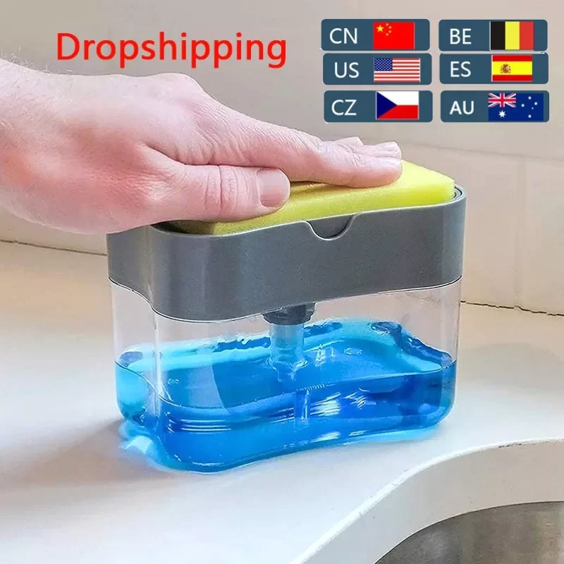 

NEW2022 automatic soap dispenser bottle for liquid soap kitchen sponge soap dispenser kitchen sponge dispenser manual soap Spong