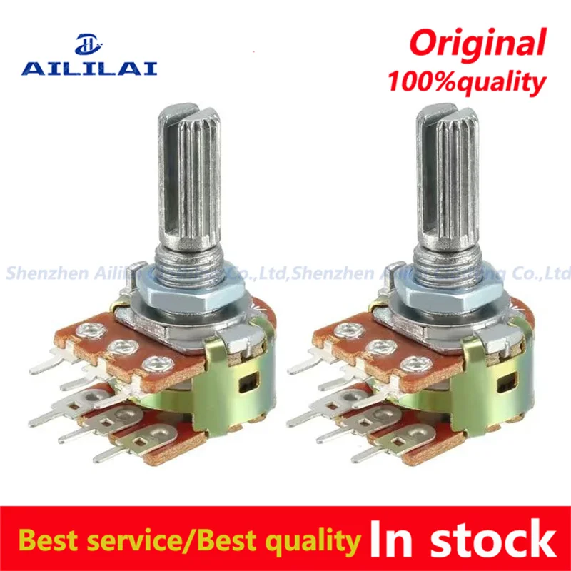 5 шт. WH148 20 мм 6-контактный линейный потенциометр с гайками и шайбами 1K 2K 5K 10K 20K 50K 100K