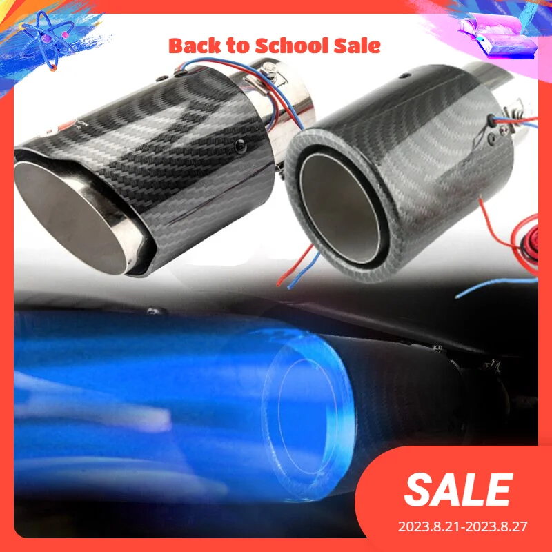 

Exhaust Fire Muffler Carbon Fiber Exhaust Pipe Luminous Tail Pipe Muffler Blue LED Light Flame Muffler with Backlight!