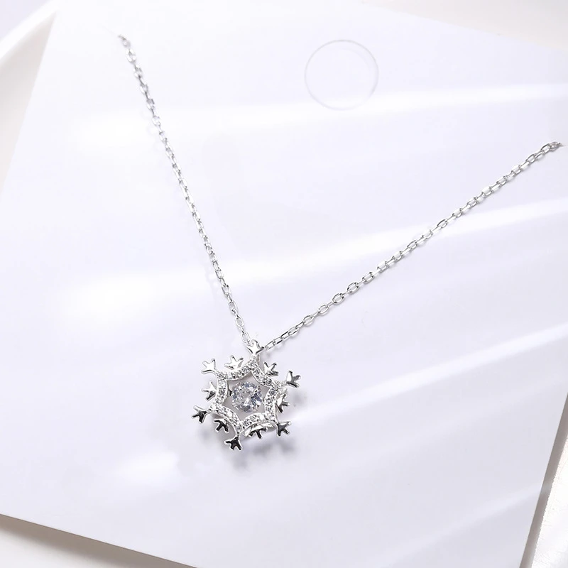 Женское ожерелье с подвеской в виде снежинки из серебра 925 пробы