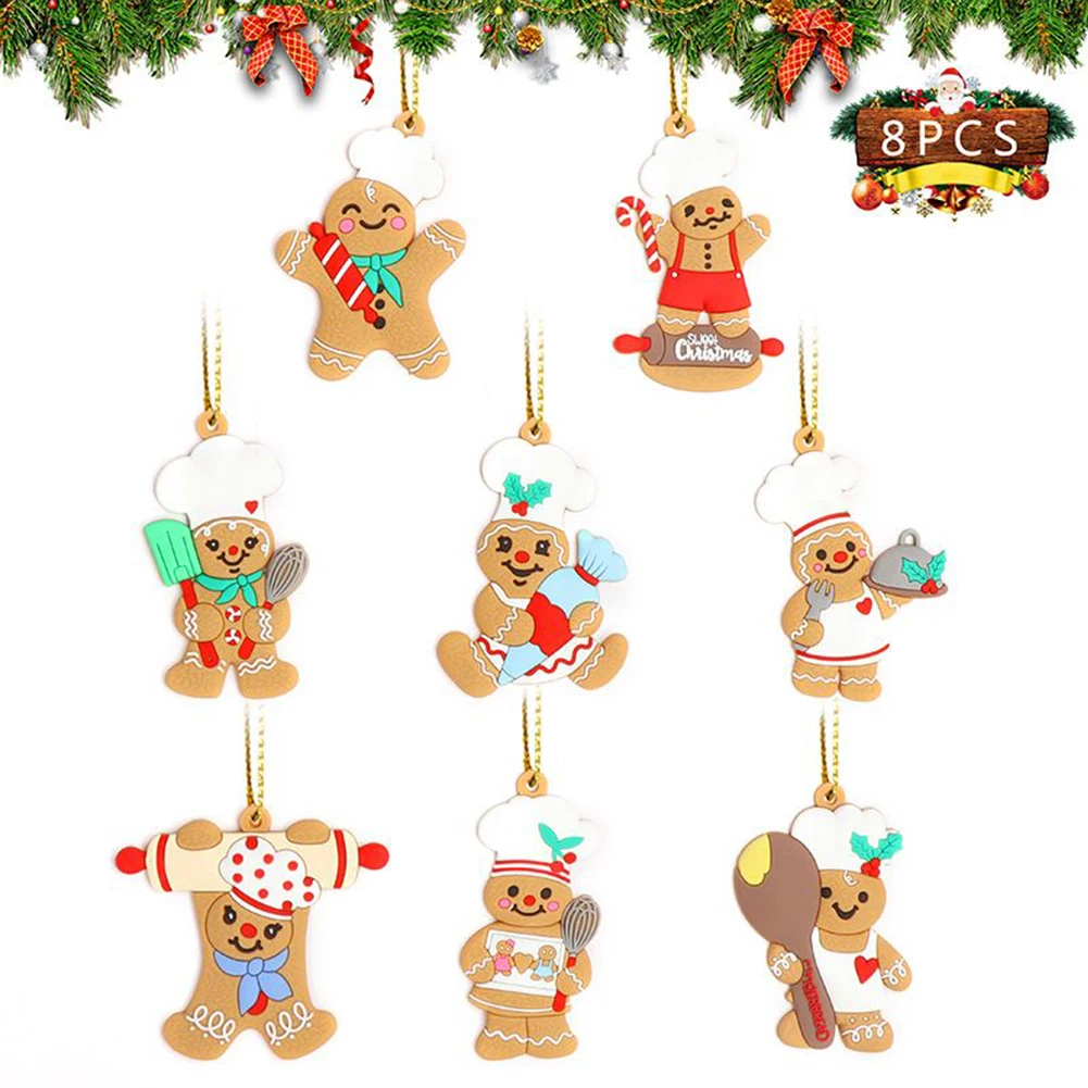 

6-12pcs Gingerbread Man Christmas Tree Hanging Pendant Xmas Tree Decoration Ornament Festive Atmosphere Home Decor