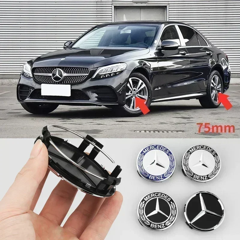 4 шт. 75 мм крышка центральной ступицы колеса автомобиля значок для Mercedes Benz A C GLC GLA