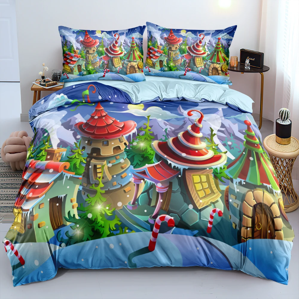 HD Cartoon Sea World Linens Bed Blue Custom Design Quilt Cover Set Full Double King Size 203x230cm Bedding for Children Gift | Дом и сад