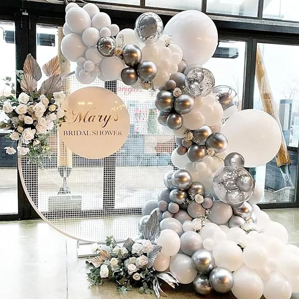 Белая свадебная Декоративная гирлянда с воздушными шарами металлическая