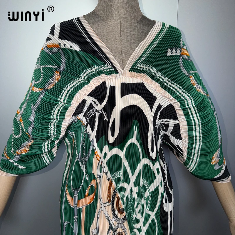 Фото Летнее плиссированное платье WINYI, пляжная накидка, кафтан, абайя, роскошное вечернее платье для вечеринок в Дубае, праздничное платье, бохо-одежда для женщин №4