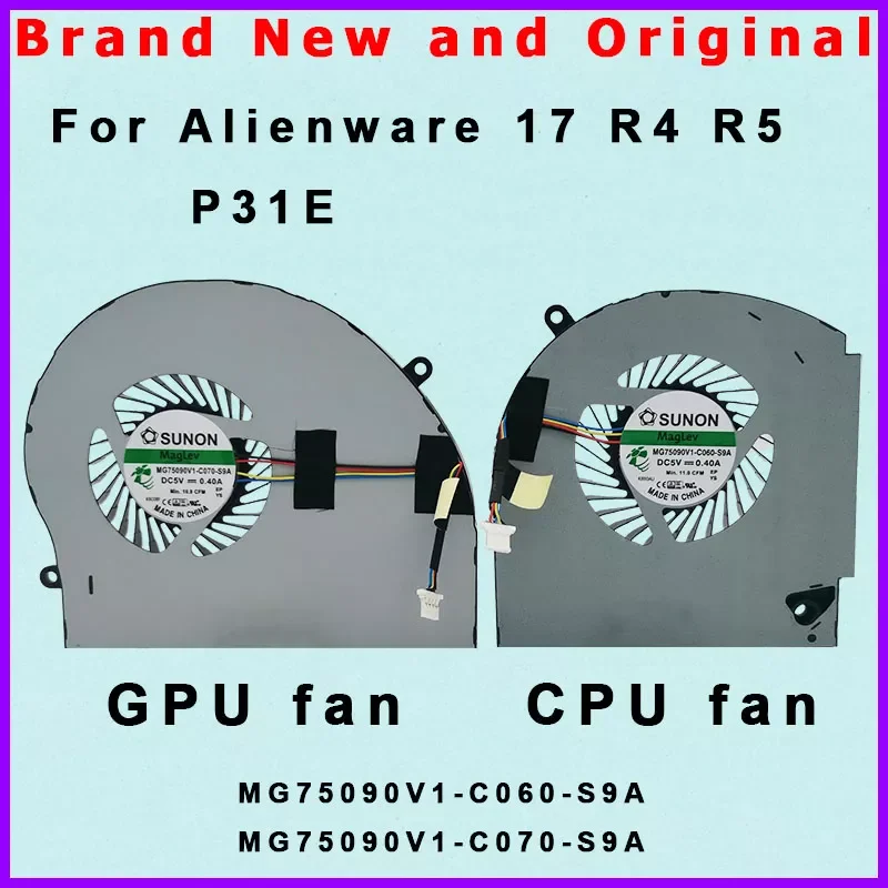 

New original CPU GPU cooling Fan cooler For Dell Alienware 17 R4 R5 P31E Fan Radiator MG75090V1-C060-S9A MG75090V1-C070-S9A