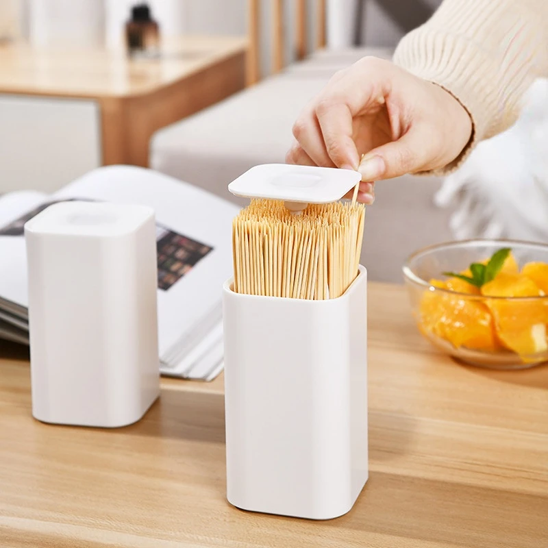 

Toothpick Holder Dispenser Container Automatic Pops Up Plastic Toothpick Holders Toothpick Stand Toothpick Box Storage Box