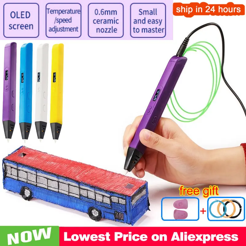 

RP800A 3D Pen OLED Display Adjust Speed DIY 3D Printer Pen PLA ABS Filament Creative Toy Kids Gift Drawing Pencil for Girls Boy