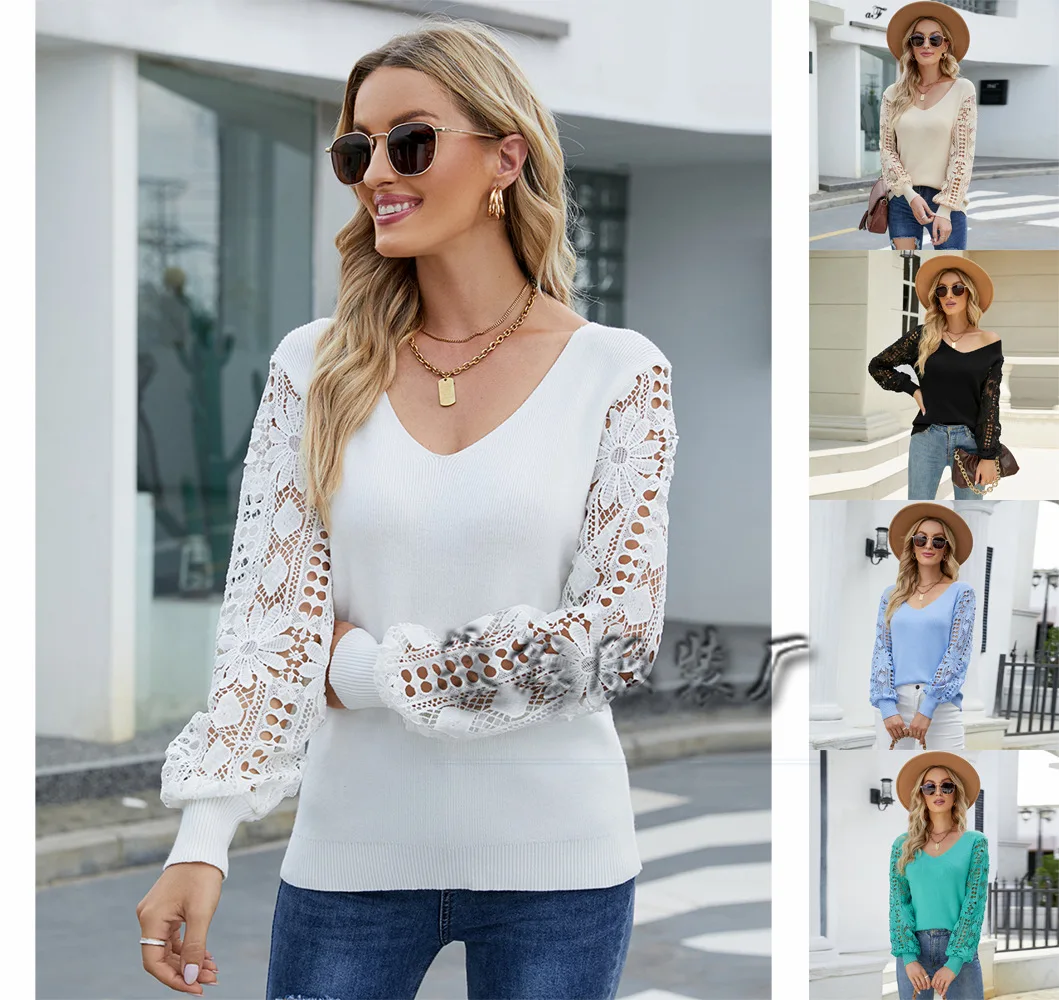 

2022 Knitwear Women's Sweater Women's Fall Winter Pullover Loose Solid Color Sweater Women