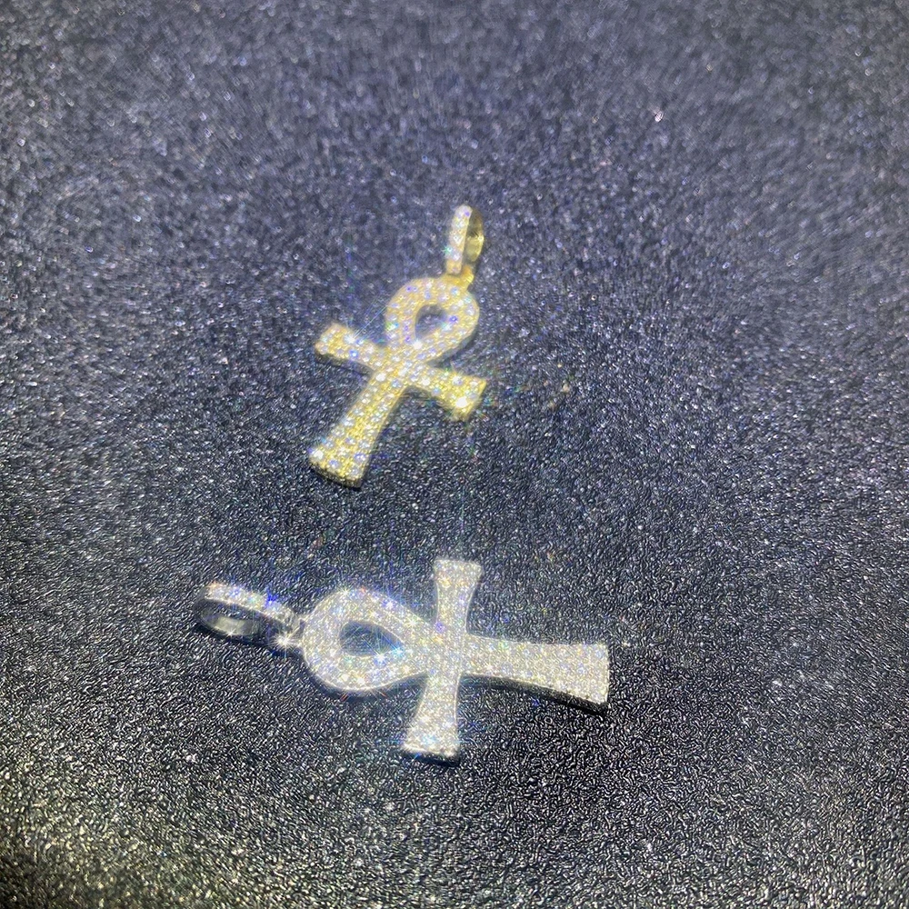 Moissanite Diamond Cross Pendant Necklaces For Men Women S925 Silver Sweater Chain Jewelry Pass Tester With GRA