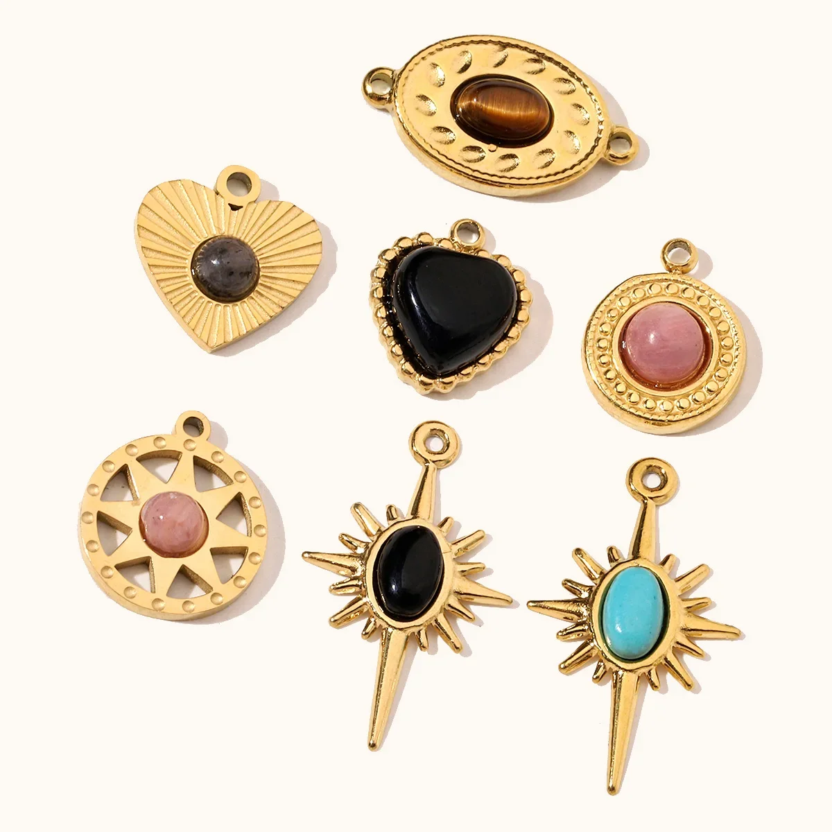 3 шт./лот ретро природный камень клевер звезда сделай сам подвески из нержавеющей