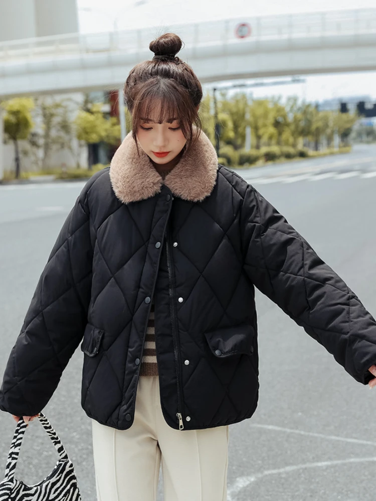 Women's Winter Coats Loose Oversize Coat Female Thick Warm Lingge Clothes Women Casual Korean Fashion Winter Jacket Women 2022
