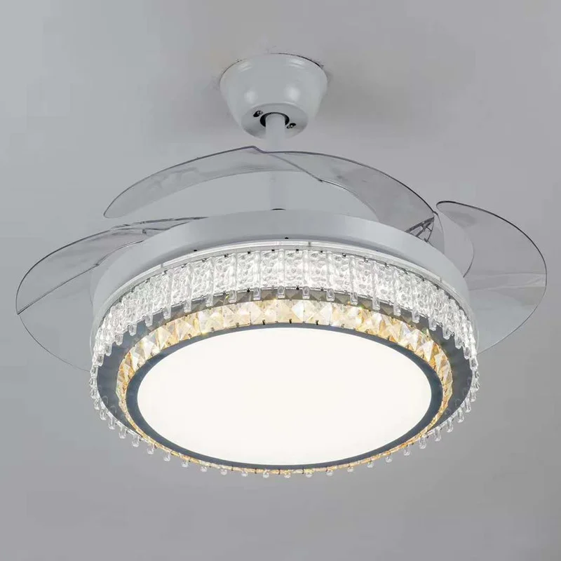 

Led Celing Fan Pendant Lamp Light Chandelier crystal bedroom living simple Nordic dining invisible ventiladores