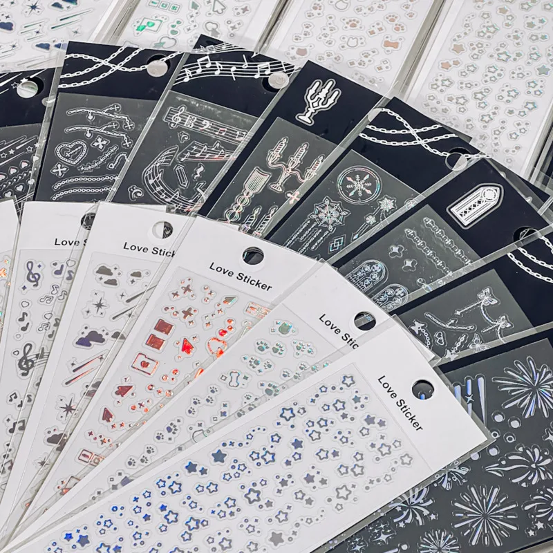 

1/6/8Pcs/Set 3D Crystal Nordic Fantasy Starry Sky Theme Embellishment Laser Sticker Diy Material Decorative Stickers Stationery