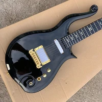 this is a professional 6 string electric guitar with a black shaped body and a unique and beautiful tone it is free to mail hom