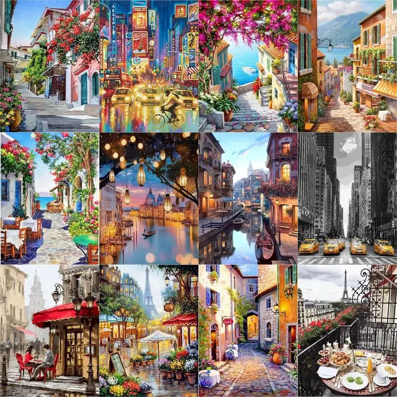 

GATYZTORY DIY масляная краска для улицы Раскрашивание по номерам на холсте с рамкой картины для рисования наборы краски для взрослых Раскрашиван...